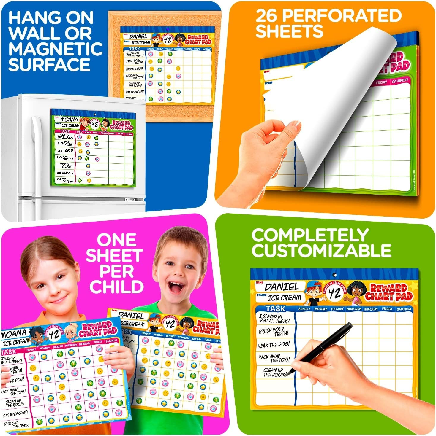 Behavior Reward Chart Pad with 26 Chore Charts and 2800 Stickers for Kids