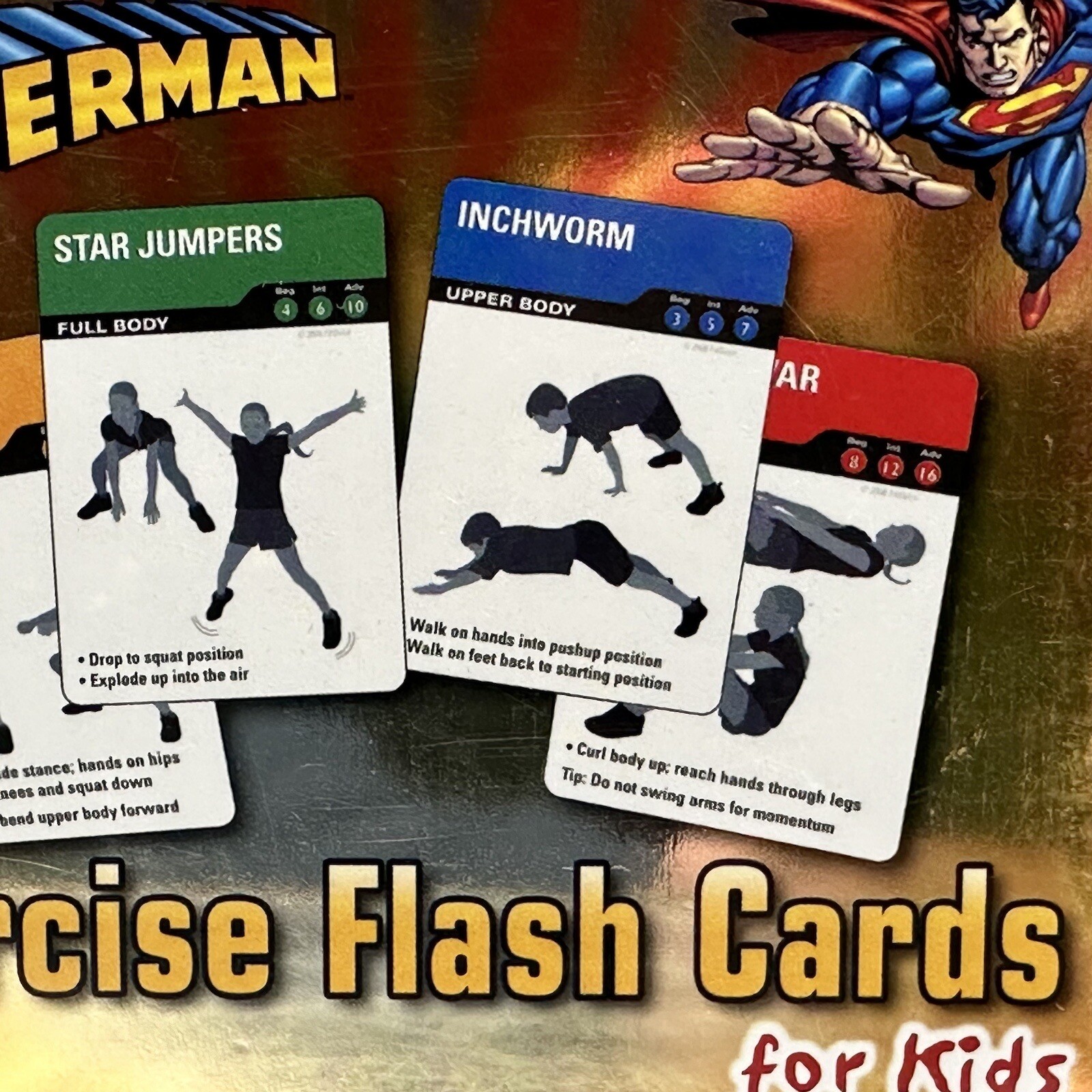 SUPERMAN Exercise Flash Cards Game Kids FitDeck Teens Gym Teachers DC Comics NEW