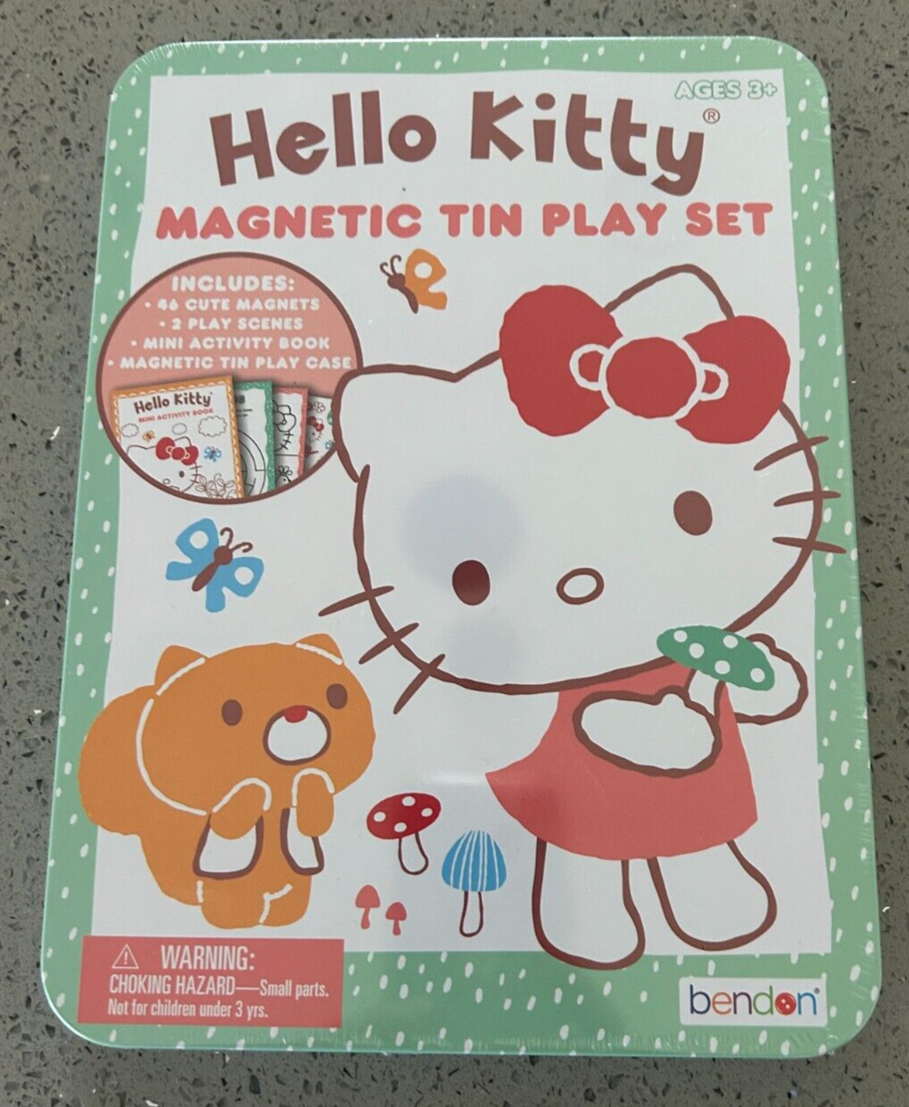 Hello Kitty Magnetic Tin Play Set Magnets Activity Book 2 Play Scenes 3+ New
