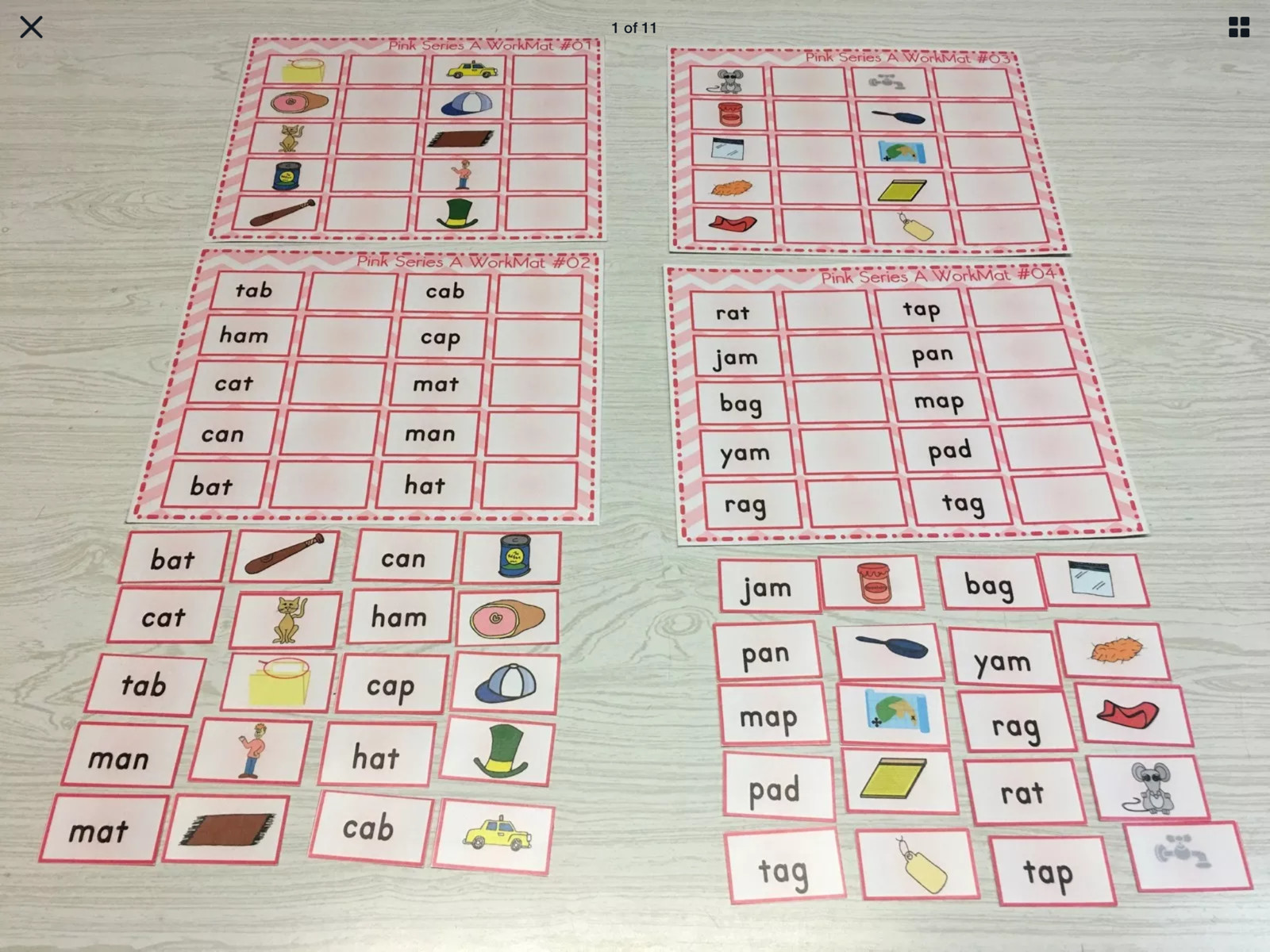 Custom bundle – The Pink, Blue & Green Vowel Mats And Cards – Complete Set