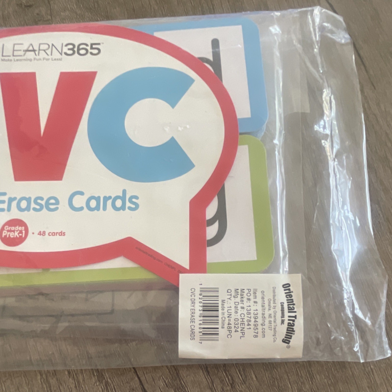 Learn365 CVC Dry Erase Cards PreK-1 Reading Phonics Letters 48 Multicolor