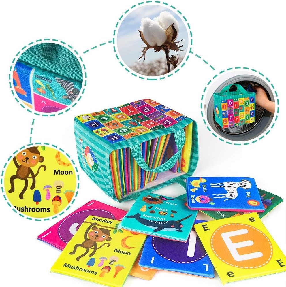 Non-Toxic Fabric Alphabet Cards for Babies – Interactive Learning Set of 26