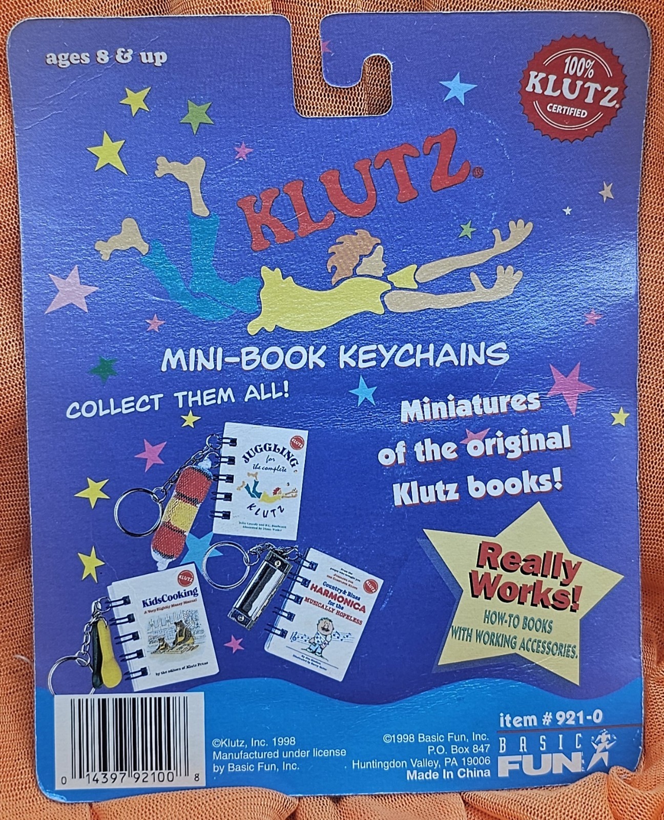 Vintage 1998 Basic Fun Klutz Mini Book Keychain Kids Juggling Book Miniature New