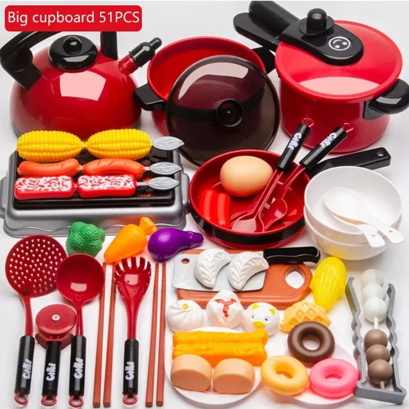 Set For Kids Girl Cooking Kitchen Toy Baby Cutting Fruit Cooking Kitchen Utensil