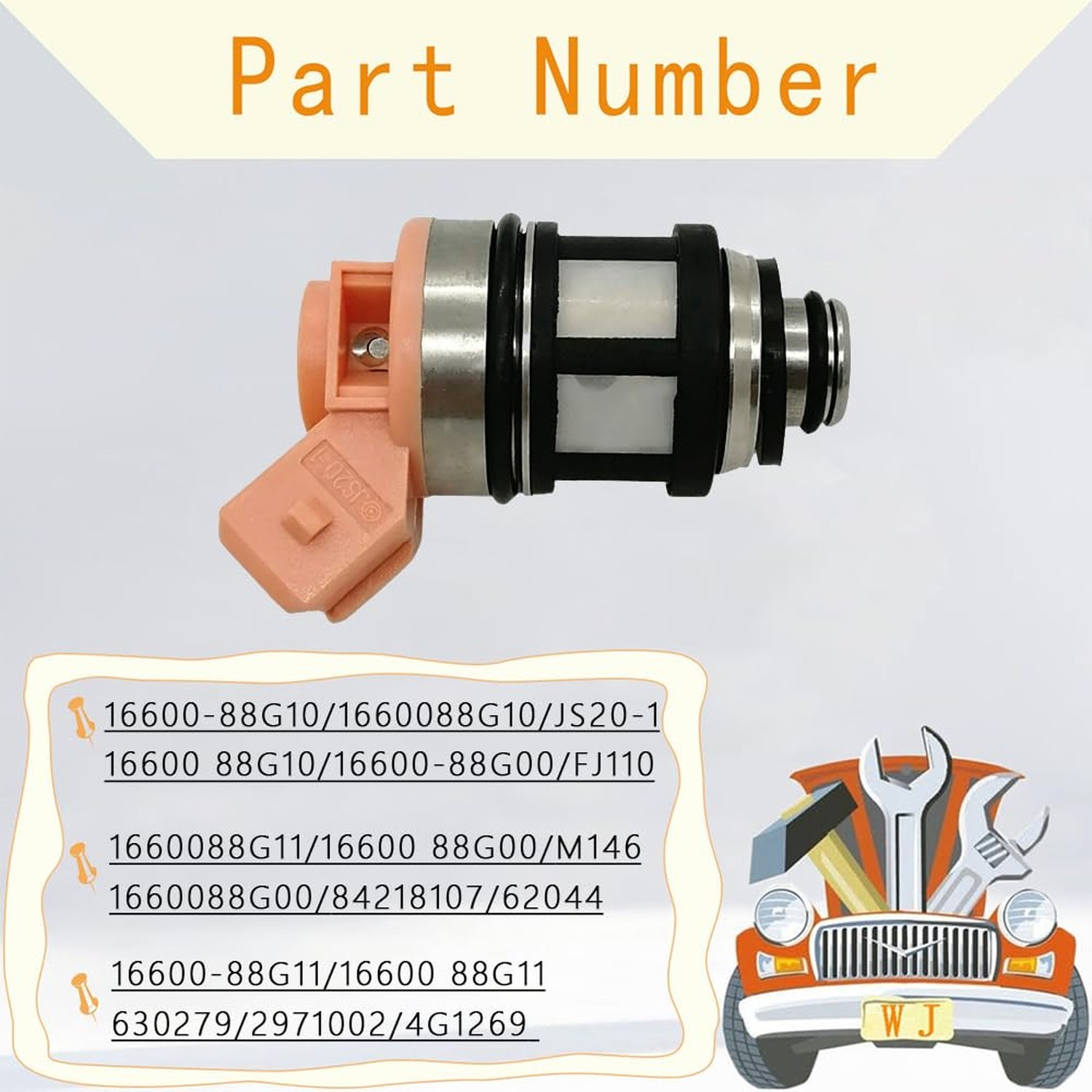 Fuel Injectors 1 Hole 6PCS Compatible with Nissan 1990-2005 16600-88G10 | Com…