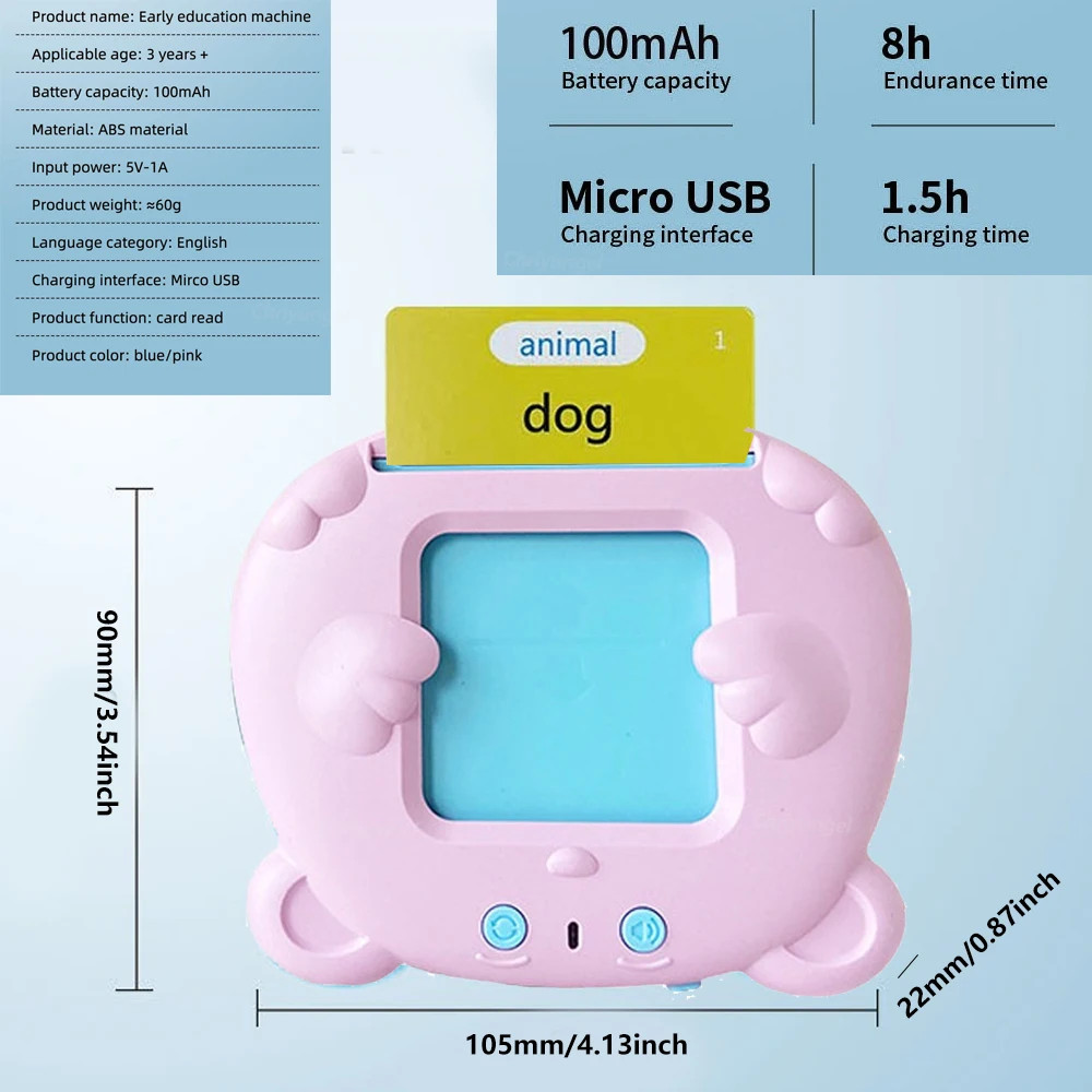 Talking Flash Cards for Kids Early Learning Educational Toy with Audio Sounds