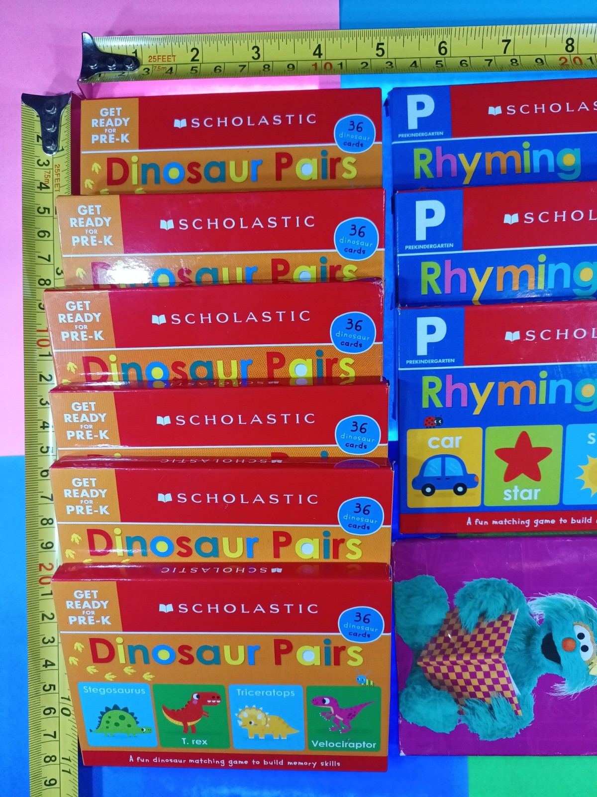 Scholastic Sesame Street Dinosaur Rhyming Words Flash Cards Matching Lot of 10