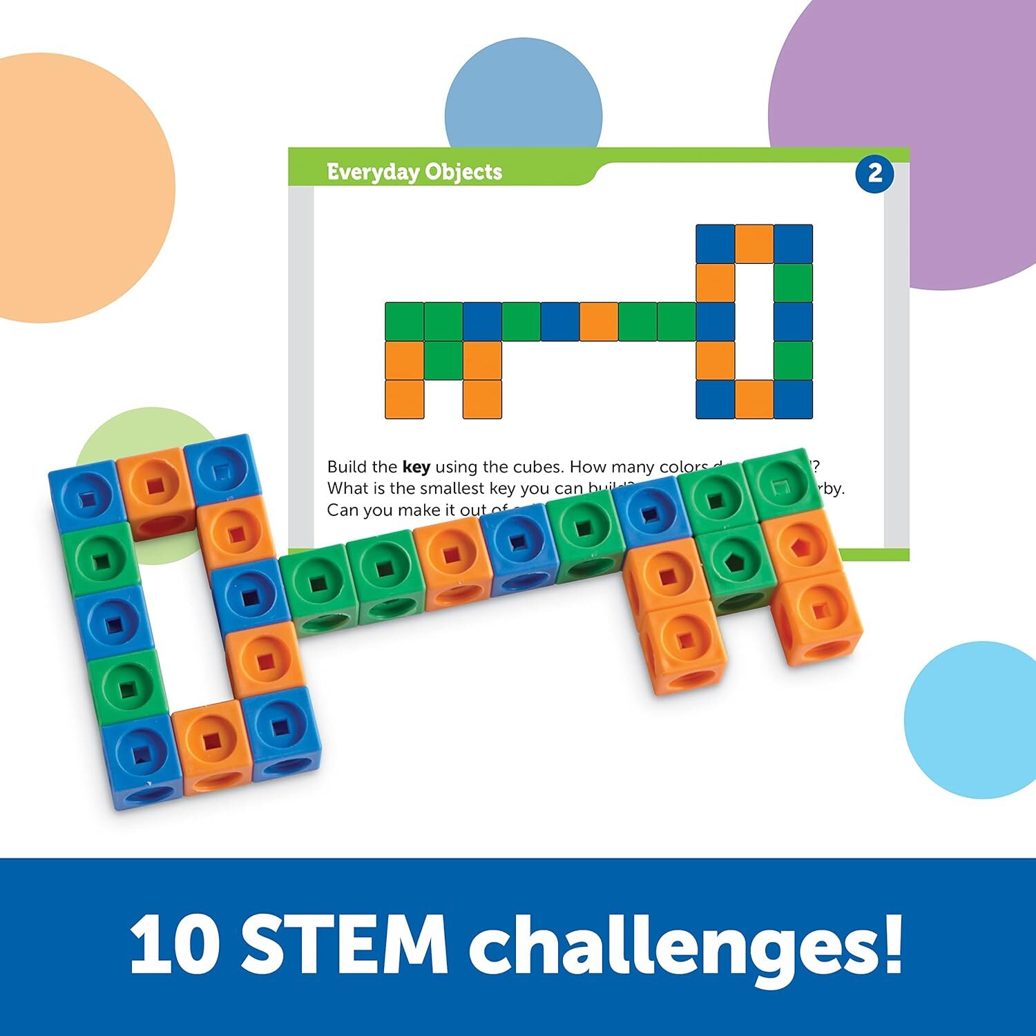 Learning Resources STEM Explorers MathLink Builders – 100 Pieces, Ages 5+