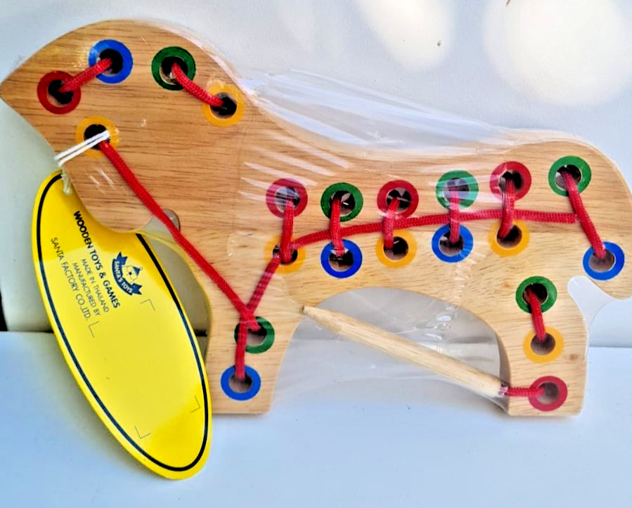 Santa Toys Educational Sewing Horse Wooden 25 x 15cm made in Thailand