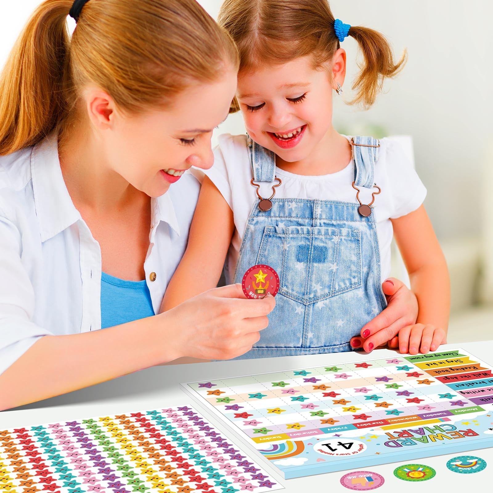 Magnetic Reward Chart for Kids – 26 Rainbow Chore Charts & 1960 Stickers – Devel