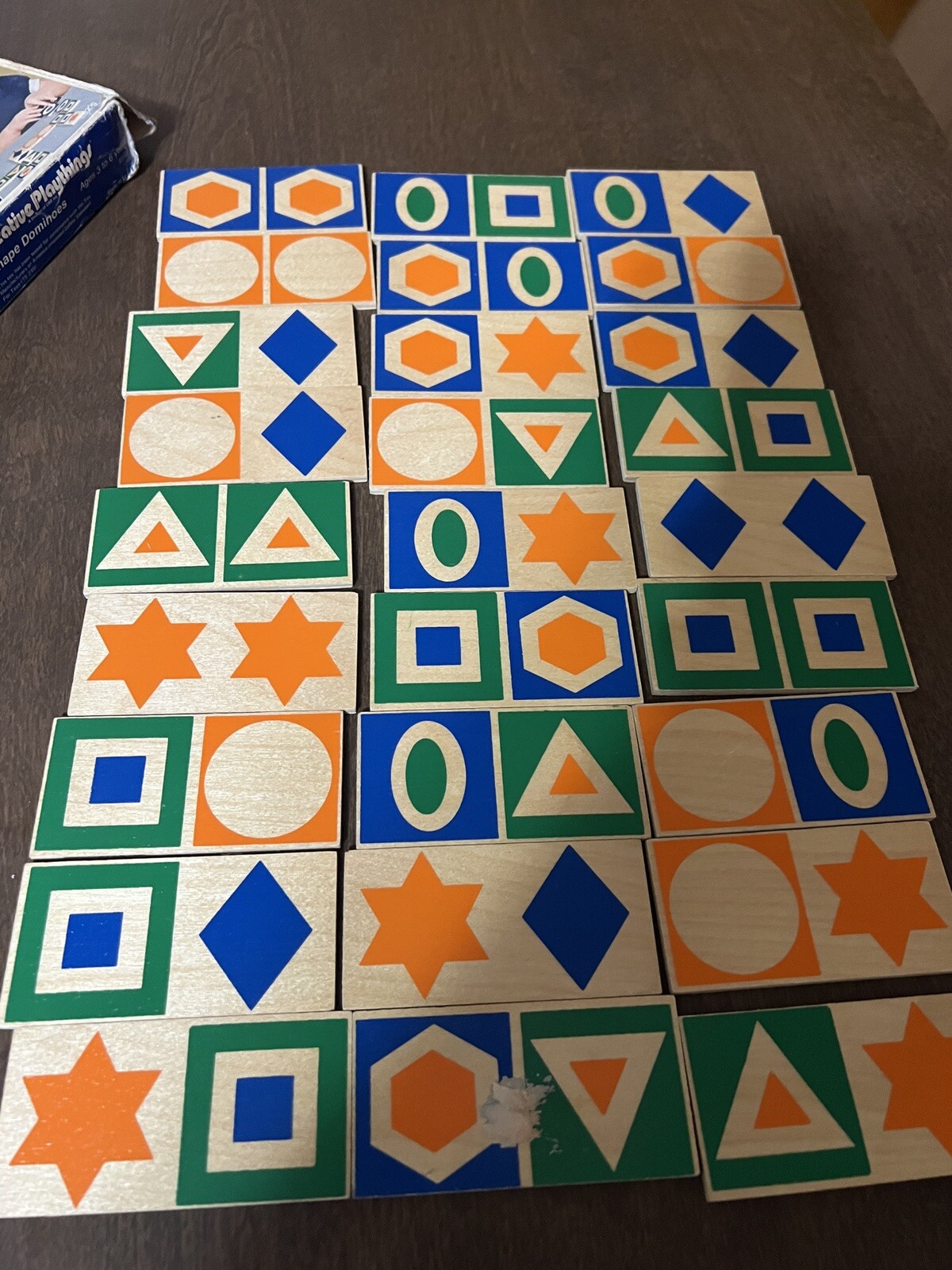 Creative Playthings Shape Dominoes Set Wood Tile Matching Game In Box E0329 VTG