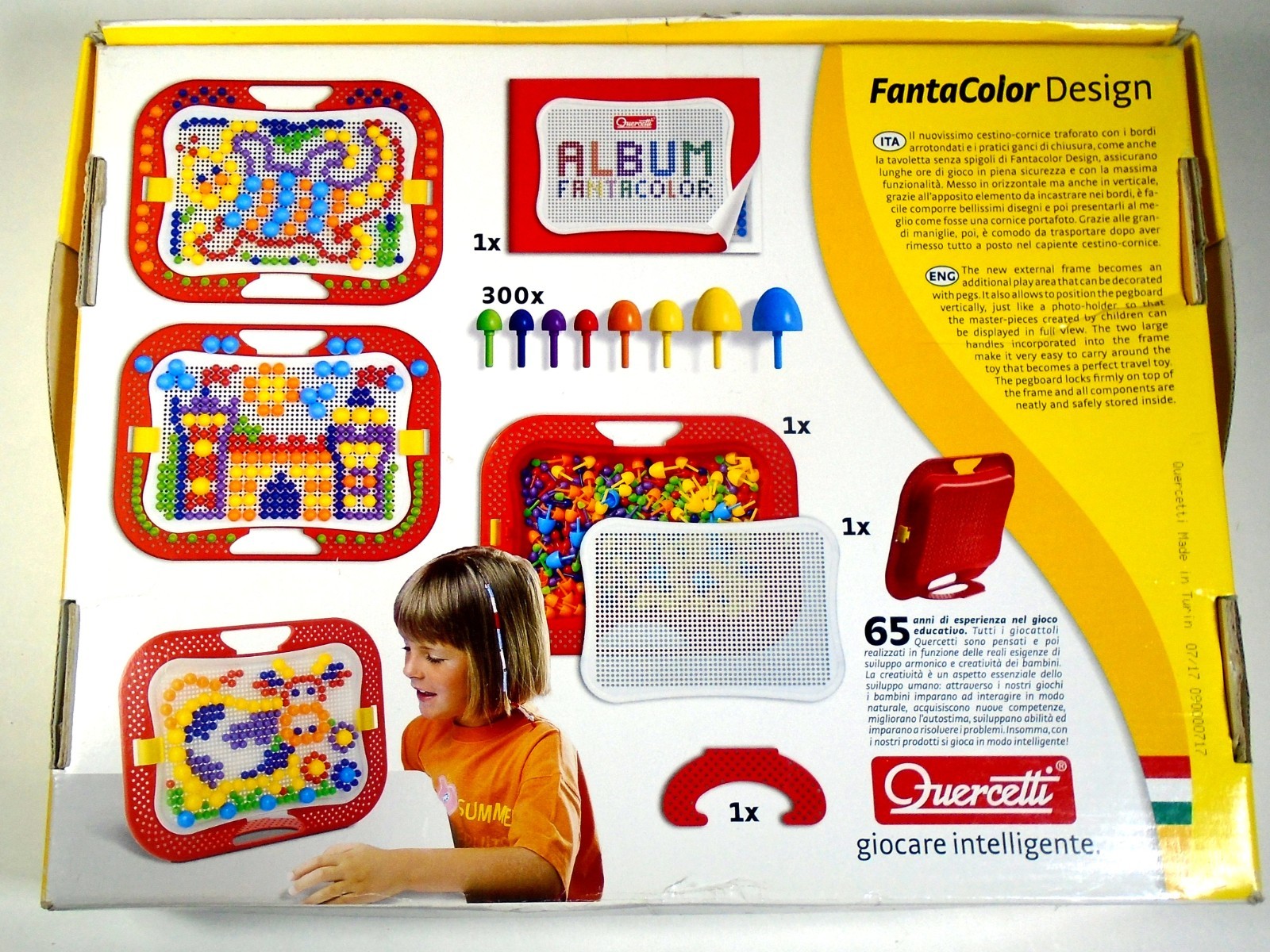 Quercetti Fanta Color Design 300+ Piece Mosaic Peg Board Set – Ages 3+