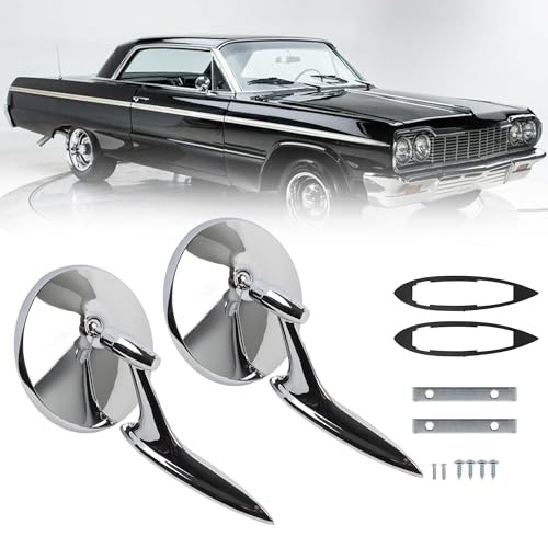 Dasbecan Round Bowtie Outside Rearview Mirrors Ribbed Base Compatible With 1963