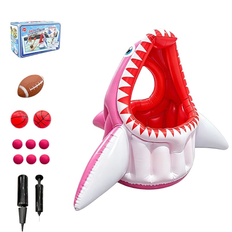 Easter Inflatable Shark Rings Interactive Game Sport Funny Toy For Backyard Pool