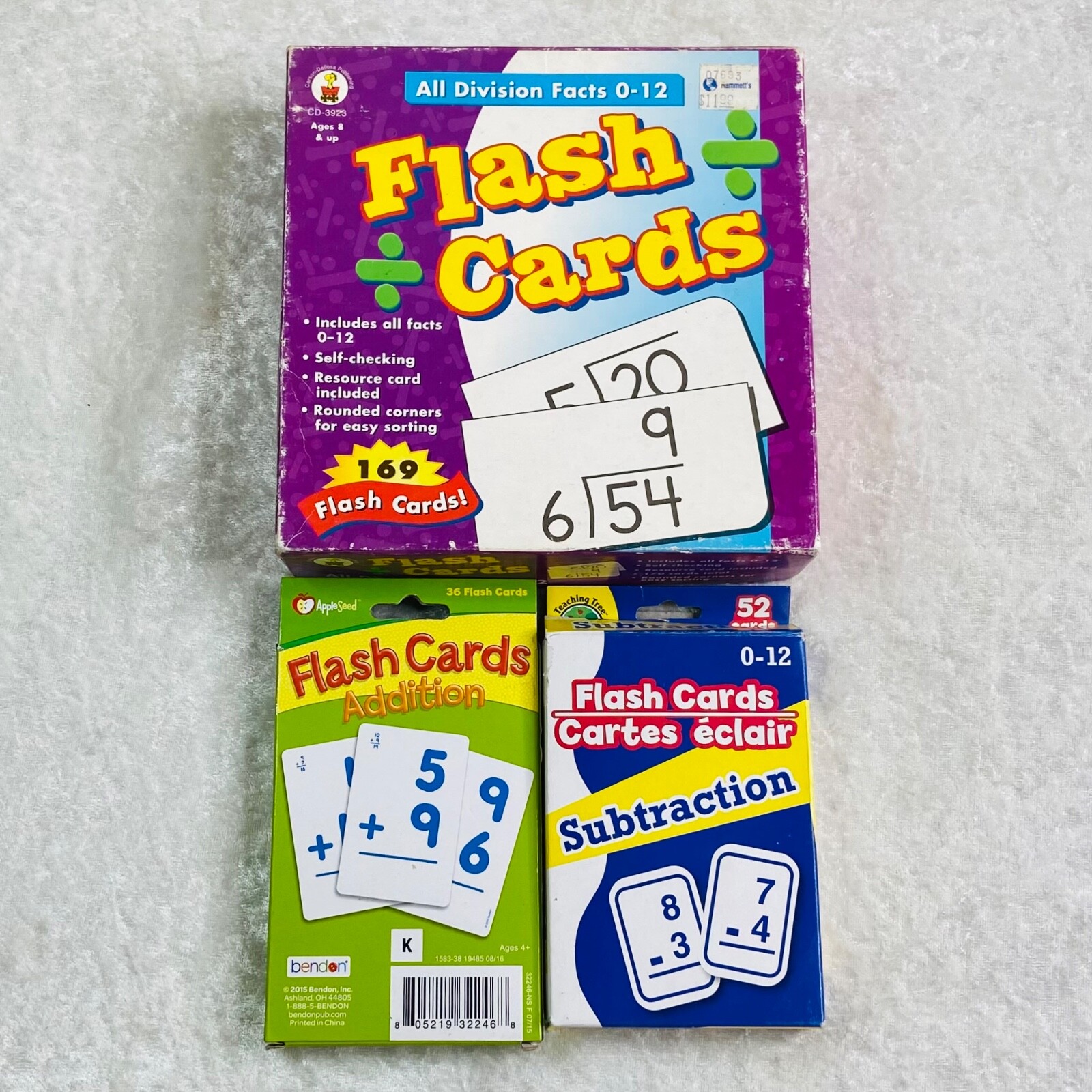 (3) Bundle Division Addition Subtraction Kids Learning 257 Total Flash Cards