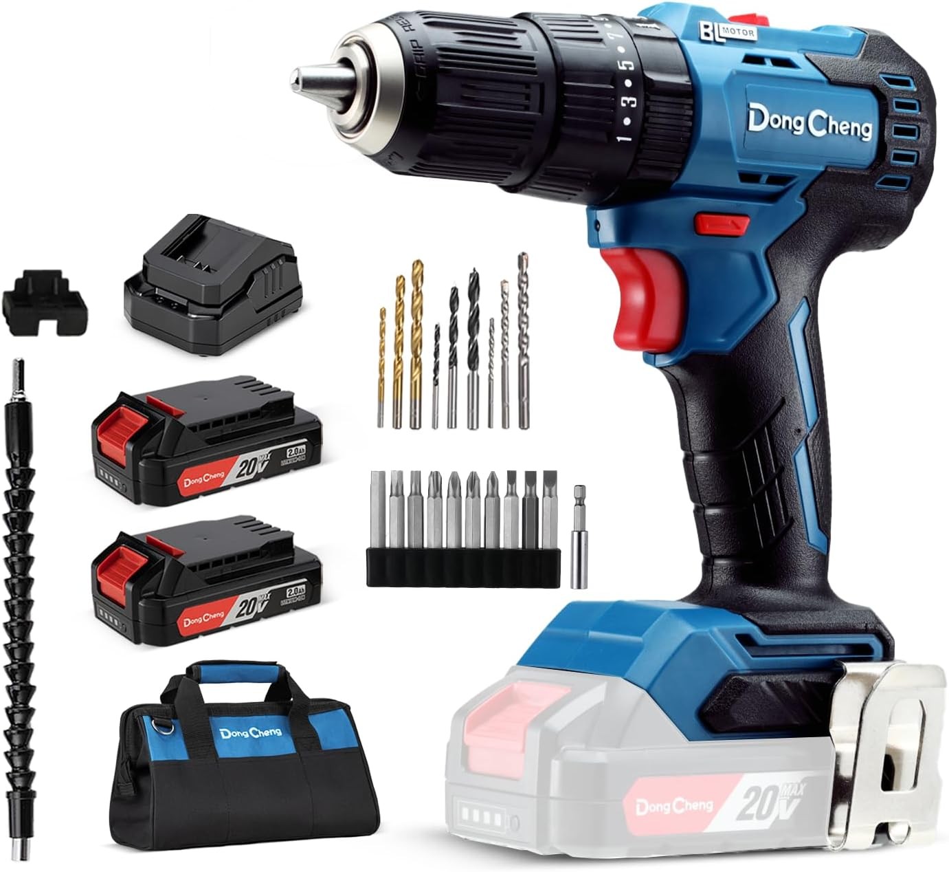 Dong Cheng 20V Brushless Heavy-duty Impact Drill, 443 in-lbs, 27000 IPM