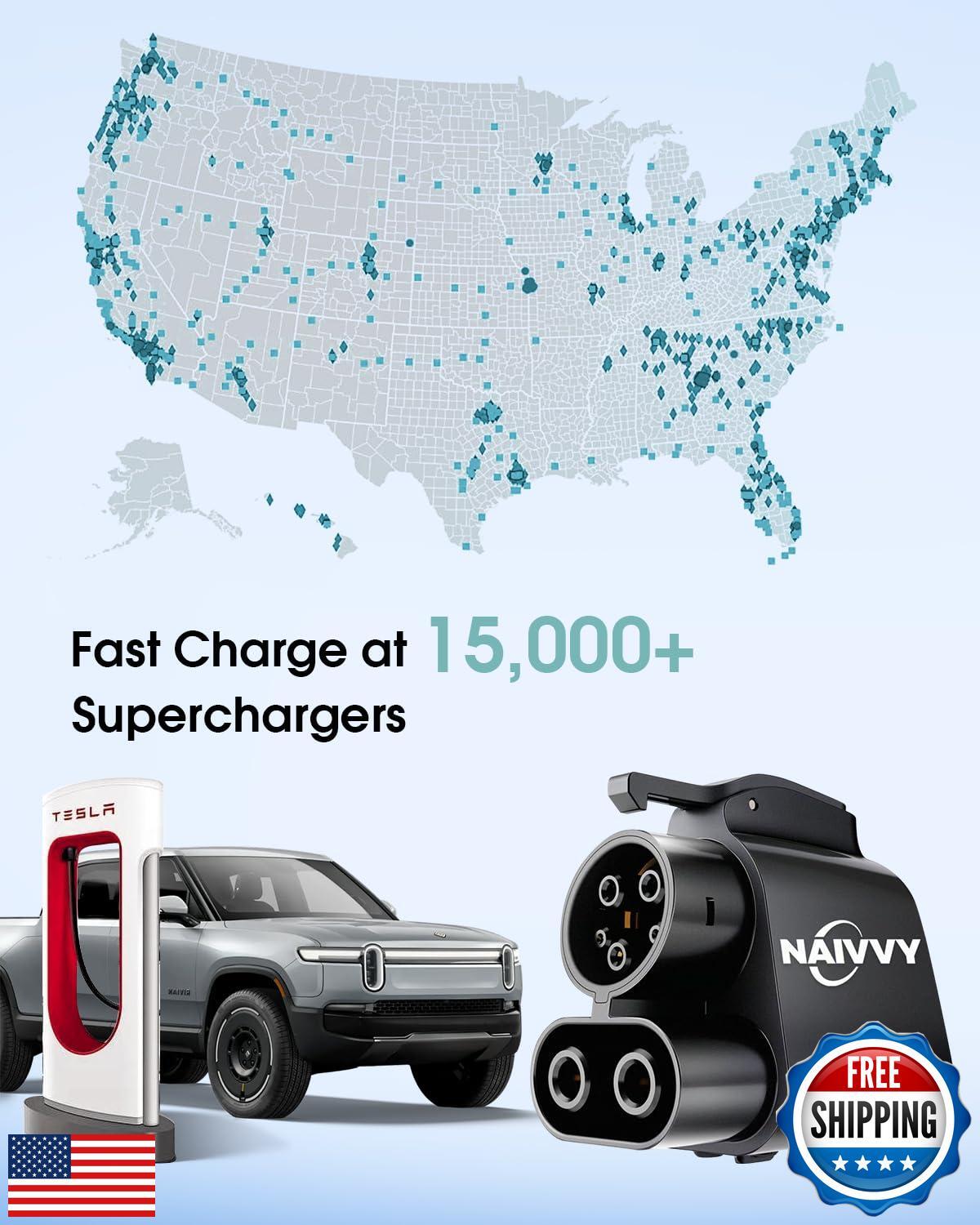 2025 Upgraded NACS to CCS Adapter, 500A/1000V, 250 kW DC Fast Charging for Fo