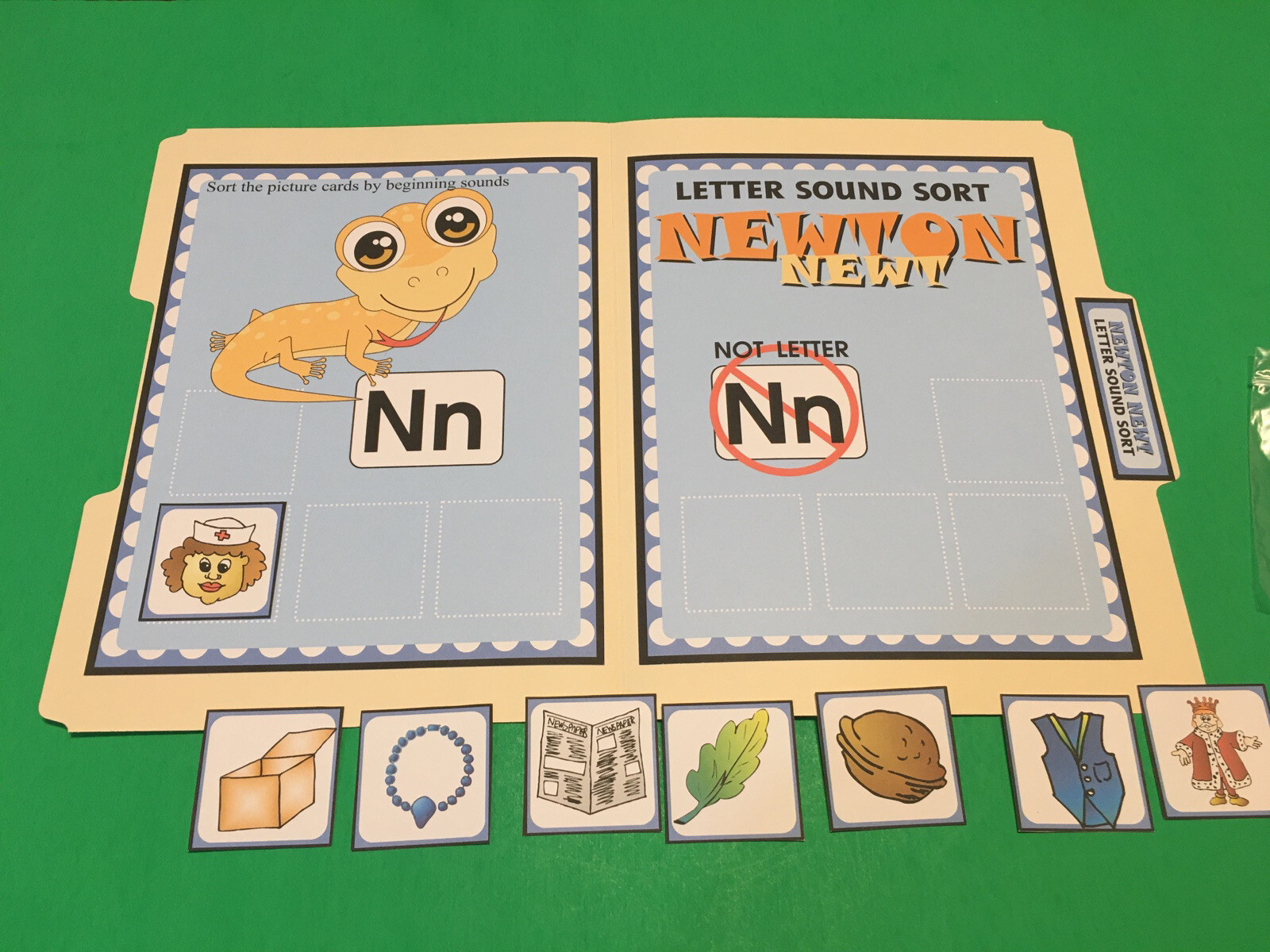 Newton Newt – Letter Nn – DIY File Folder game – Printed / Uncut