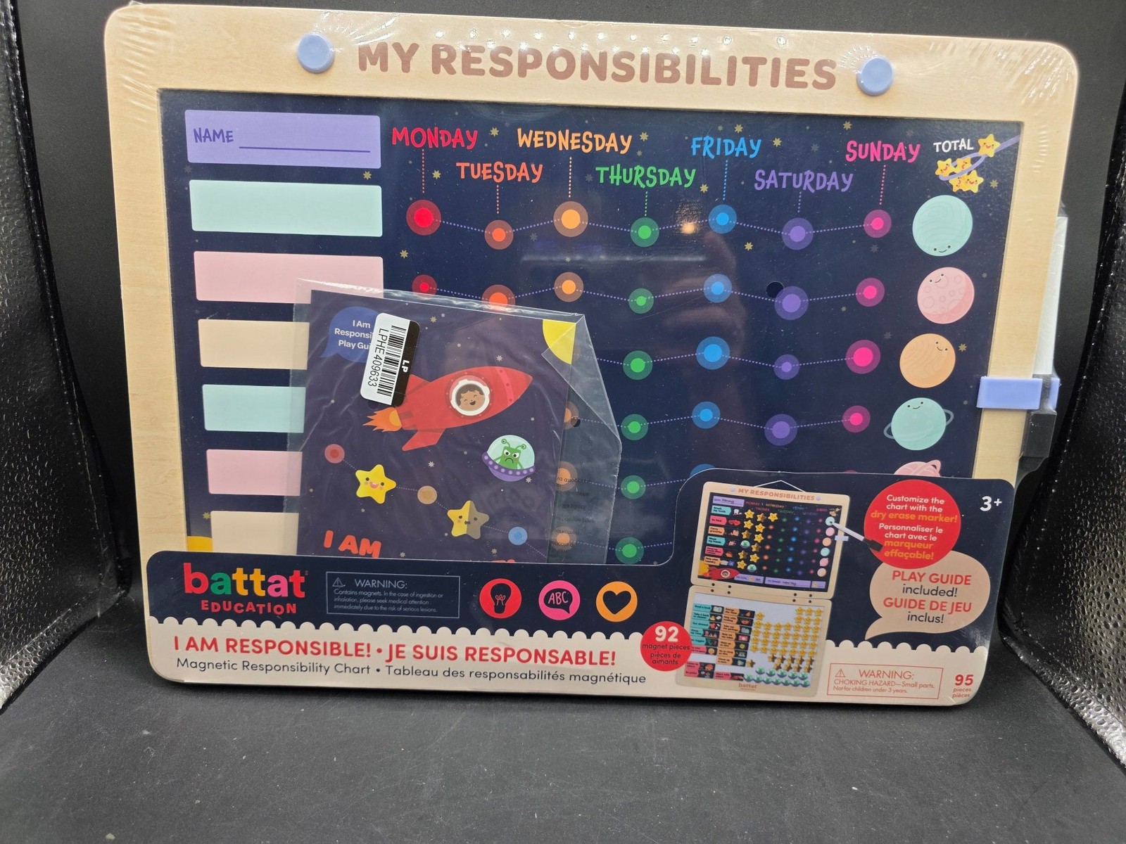 Battat Education Magnetic Responsibility Chart With 92 Pieces & Dry Erase Marker