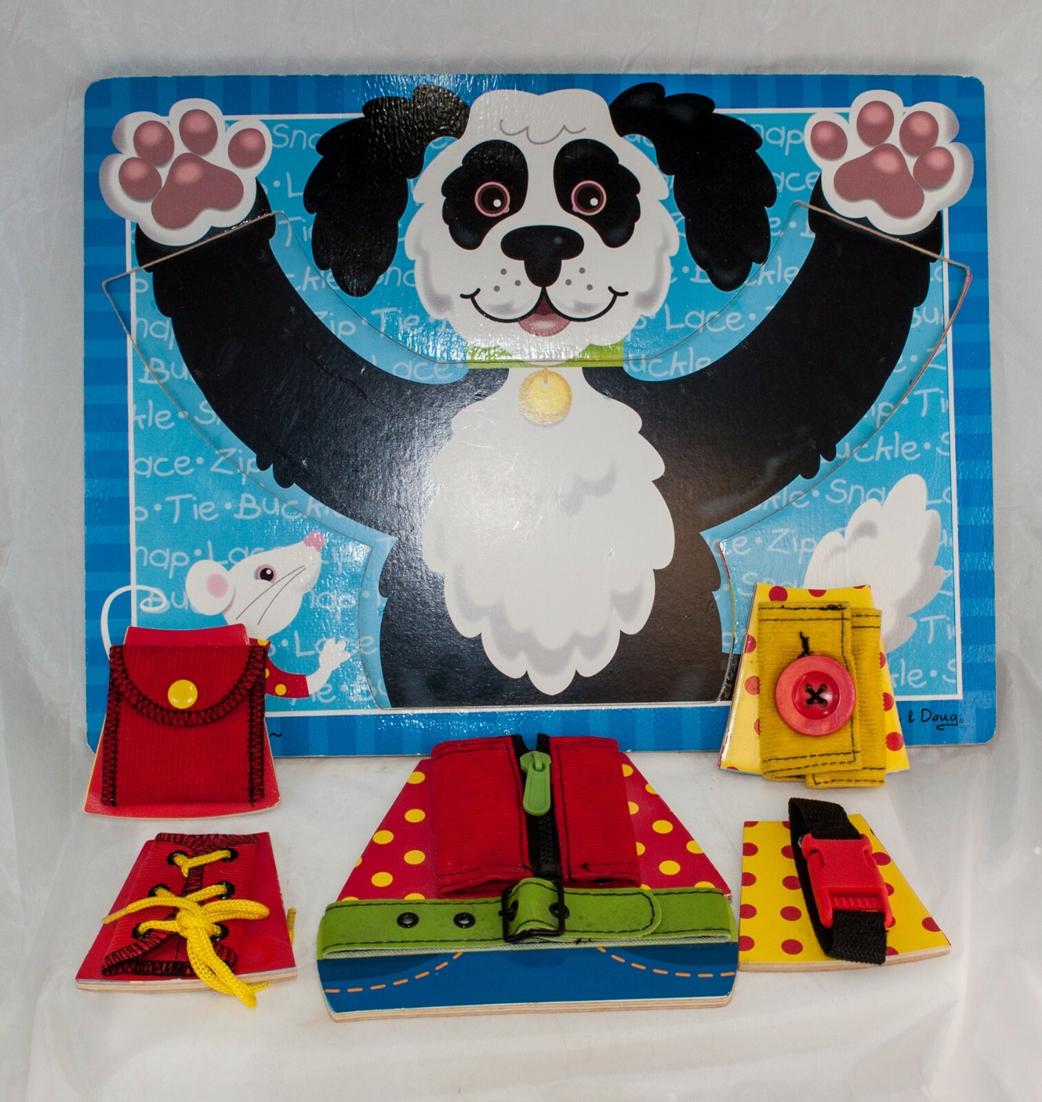 Melissa & Doug Basic Skills Puzzle Board Black & White Dog-#955