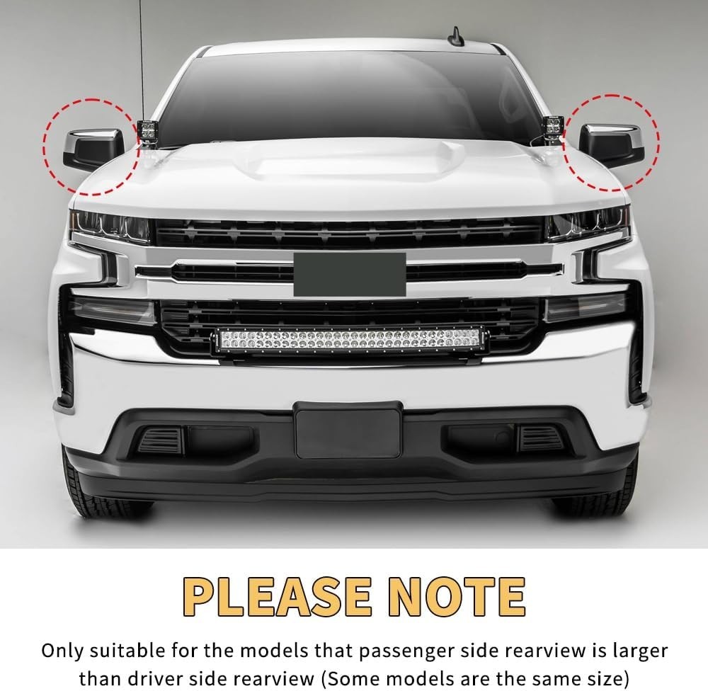 Chrome ABS Mirror Covers for 2019 2020 2021 2022 2023 2024 2025 Chevy Silverad..
