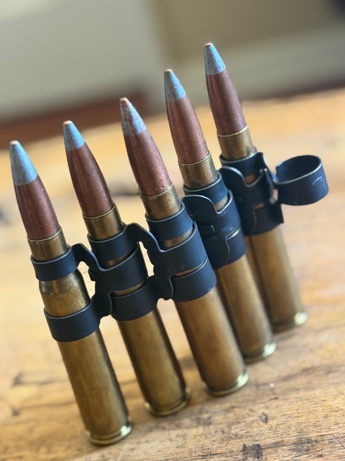 Inert dummy .50 Cal BMG Linked Ammunition metal
