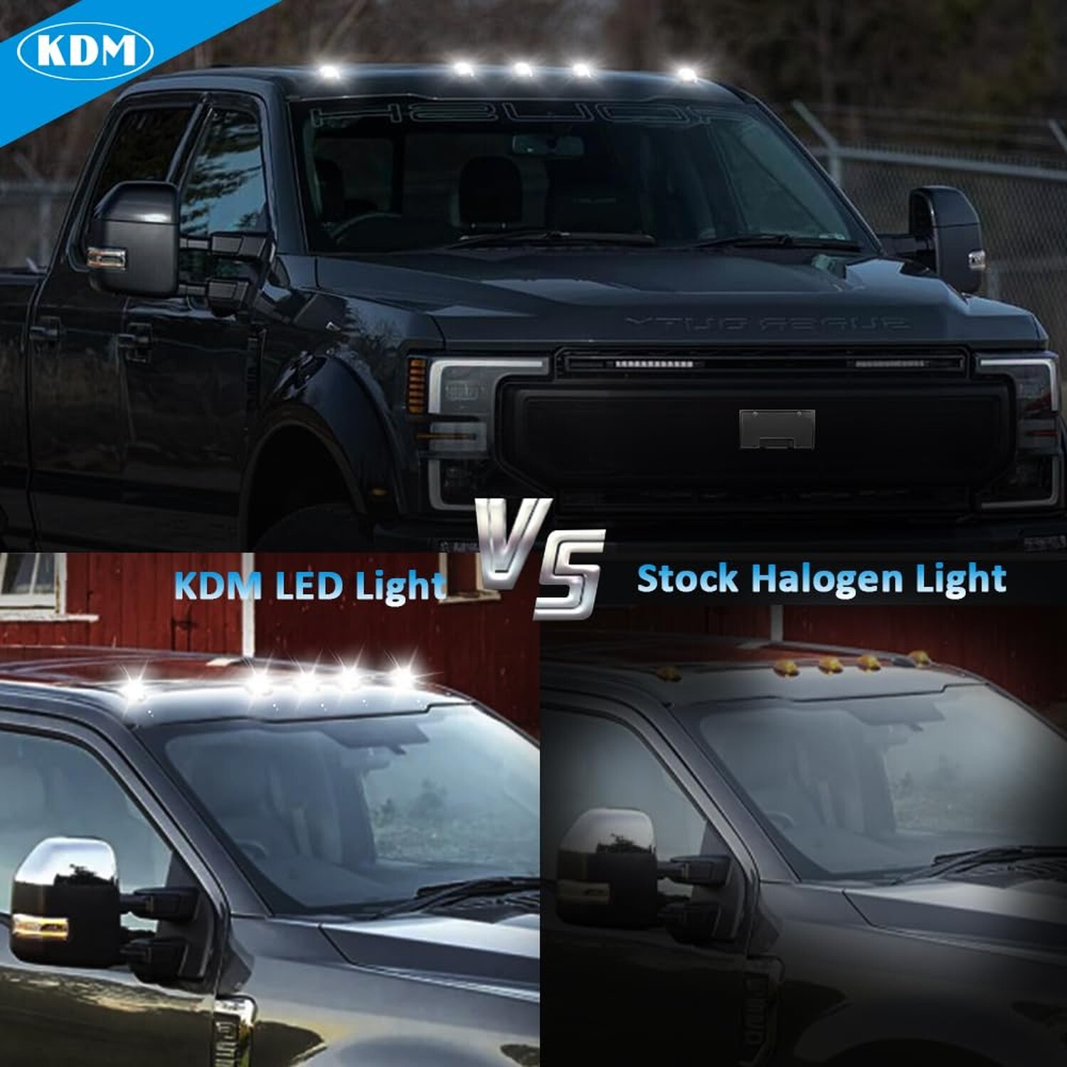 KDM Smoked Lens Led Cab Roof Top Marker Lights assembly Fit for 2017-2024 For…