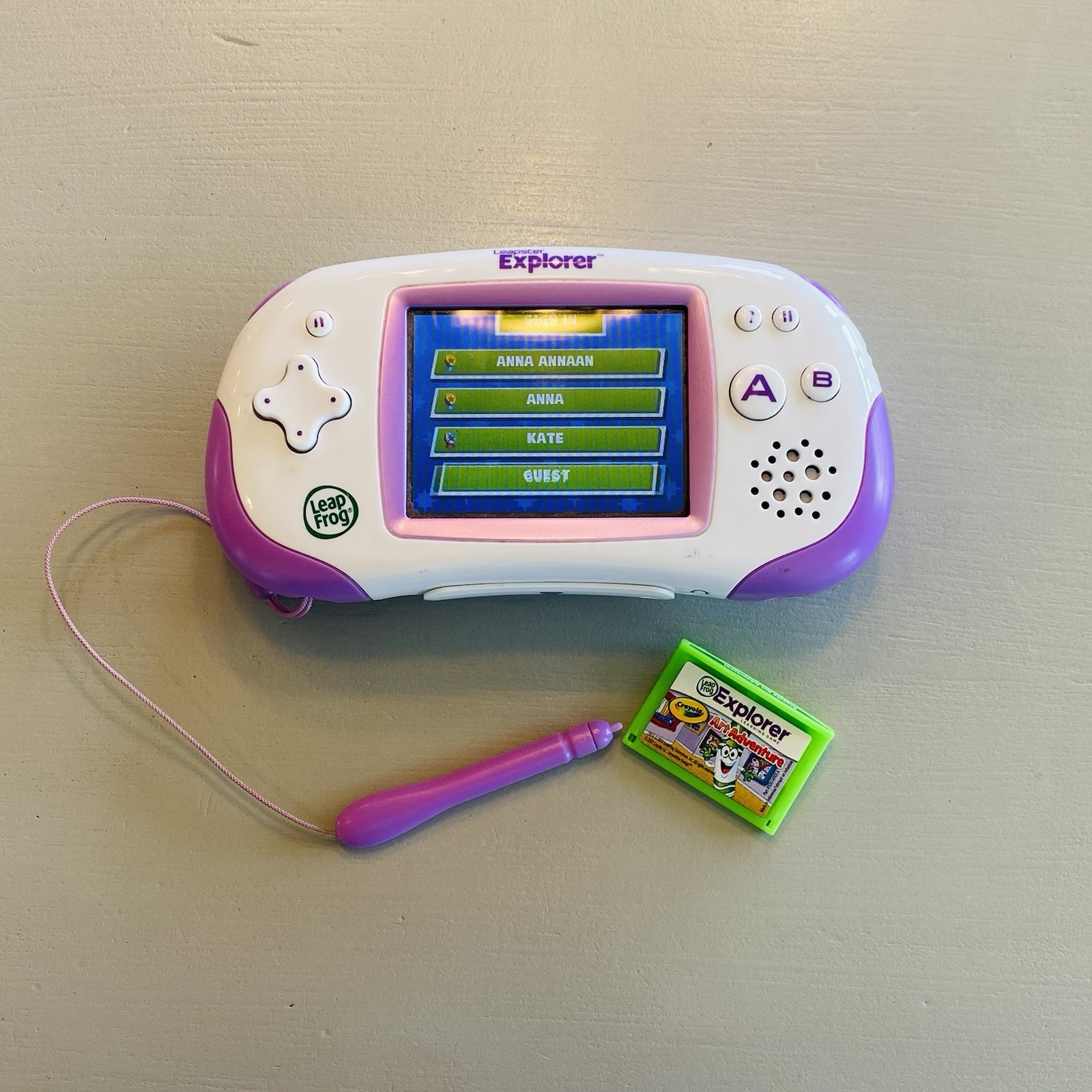 Leapfrog Leapster Explorer Purple Learning Handheld system w/ Game TESTED Works!