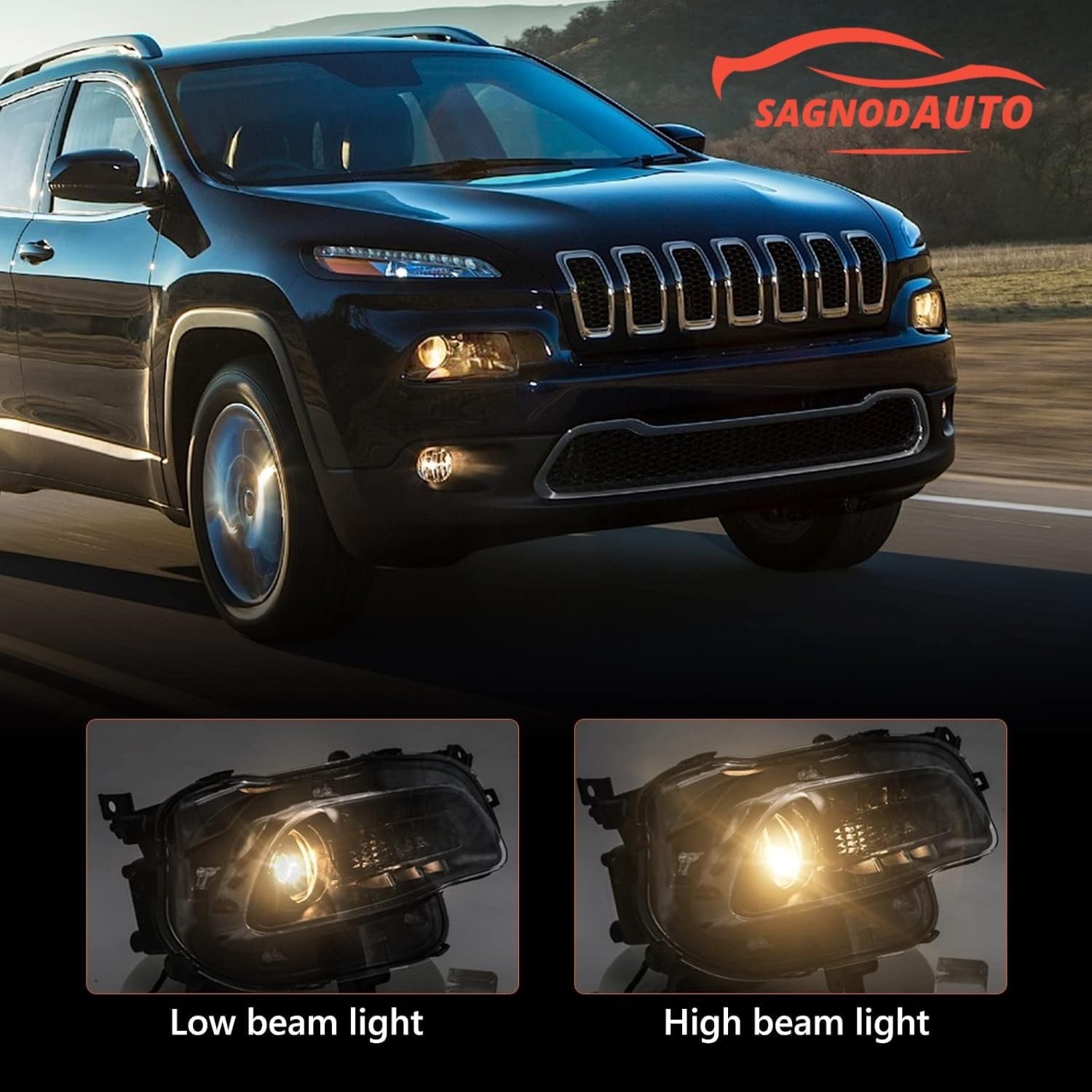 Headlight compatible with 2014-2018 Jeep Cherokee Right Passenger Side