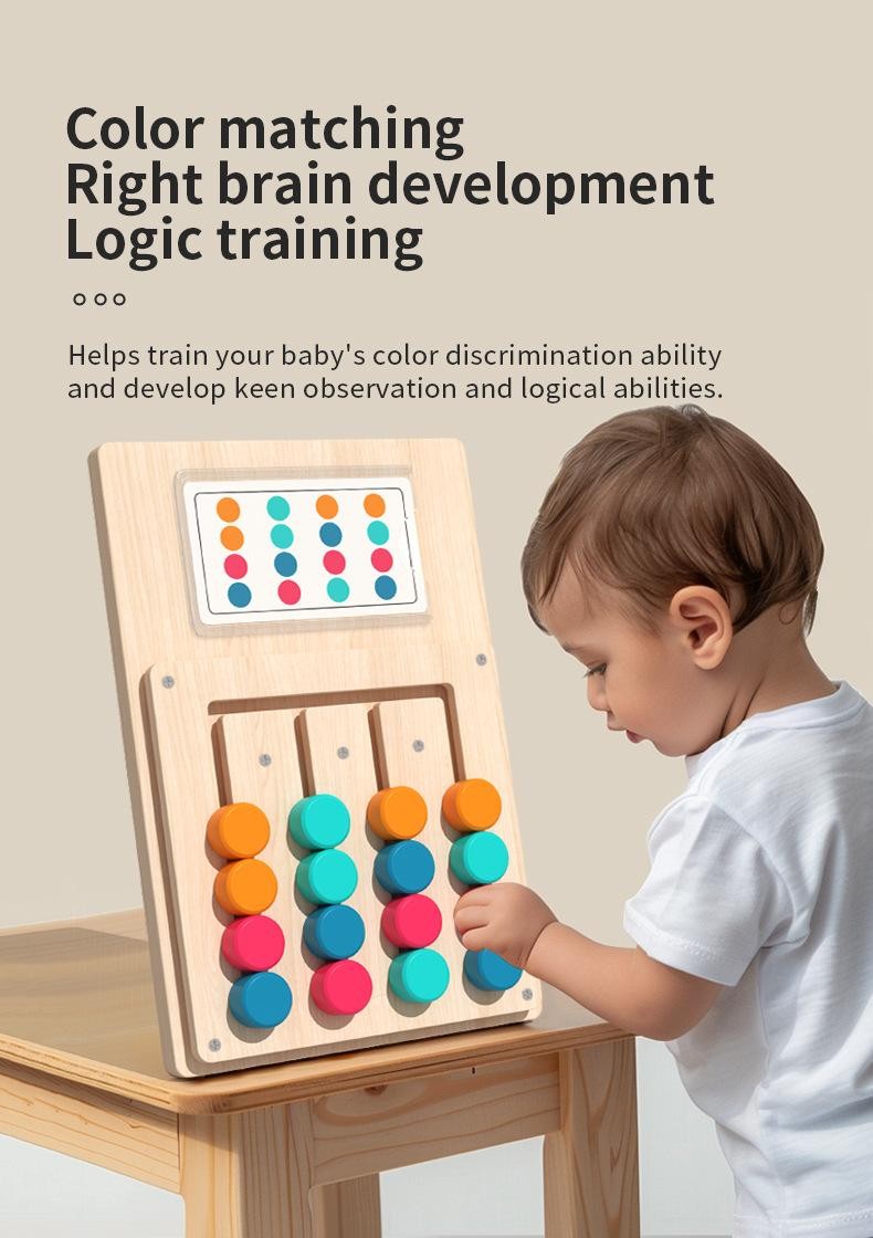Wooden Color Shape Matching Puzzle Board Kids Brain Training Toy