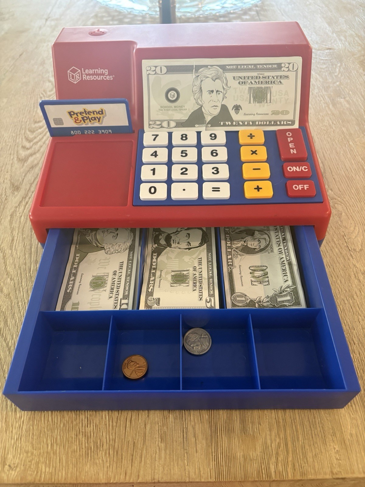 Learning Resources Electronic Kids Toy Cash Register, 10 x 11″ Works, CC & Money