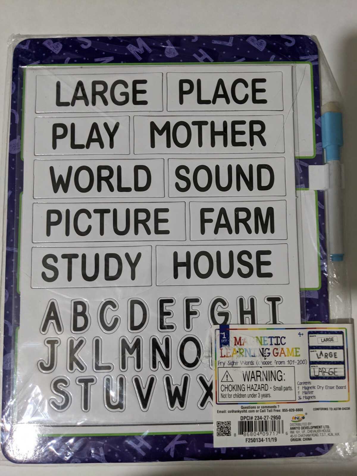 Kids Sight Words Magnetic Learning Game Dry Erase Board Age 3+ School