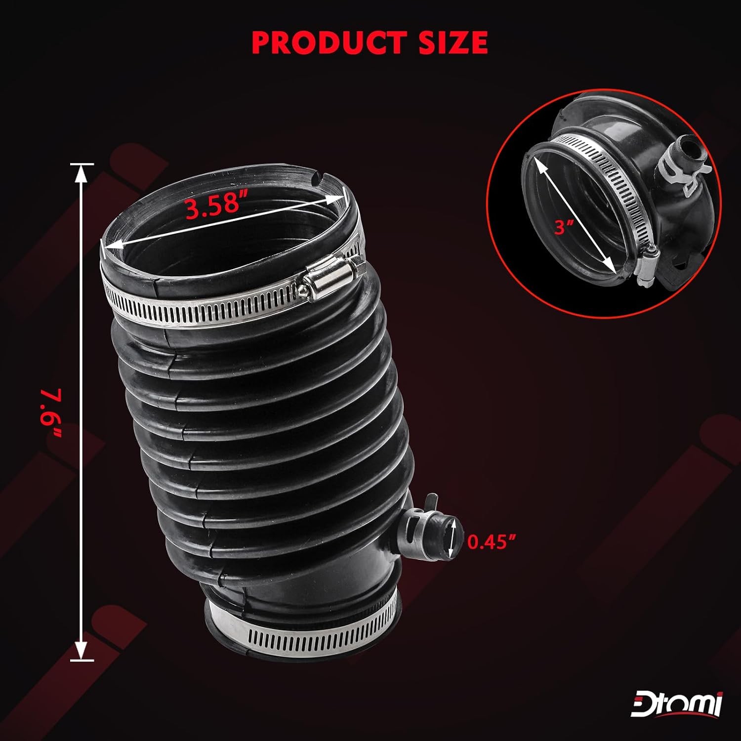 Engine Air Intake Hose w/Clamps Compatible With Honda Acura Vehicle Accord V6 3.