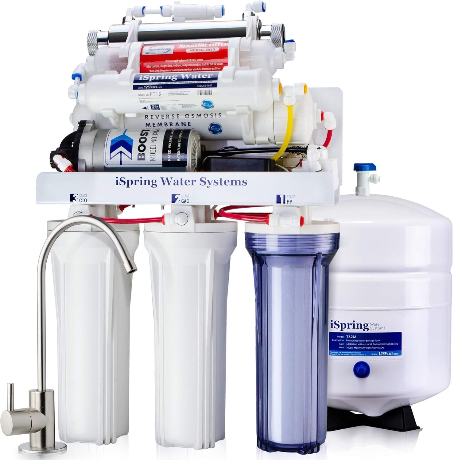 iSpring RCC1UP-AK, 100 GPD 7-Stage Reverse Osmosis Under Sink Water Filtration