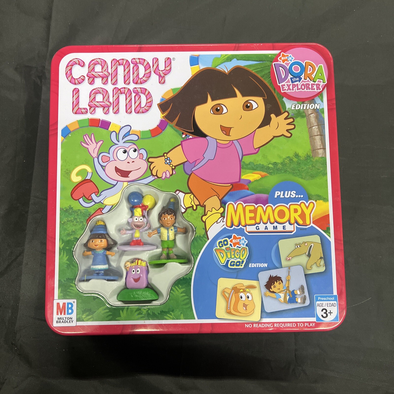 Candy Land Nick Jr. Dora the Explorer Collector’s Tin Edition Plus Memory Vtg