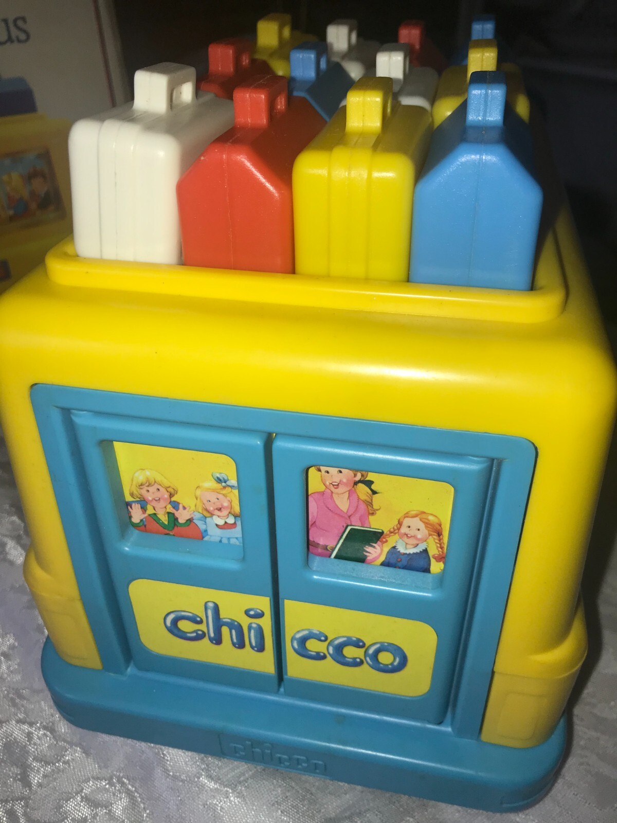 RARE Vintage CHICCO Italy 63023 COUNTING Numbers SCHOOL BUS Works Great COMPLETE