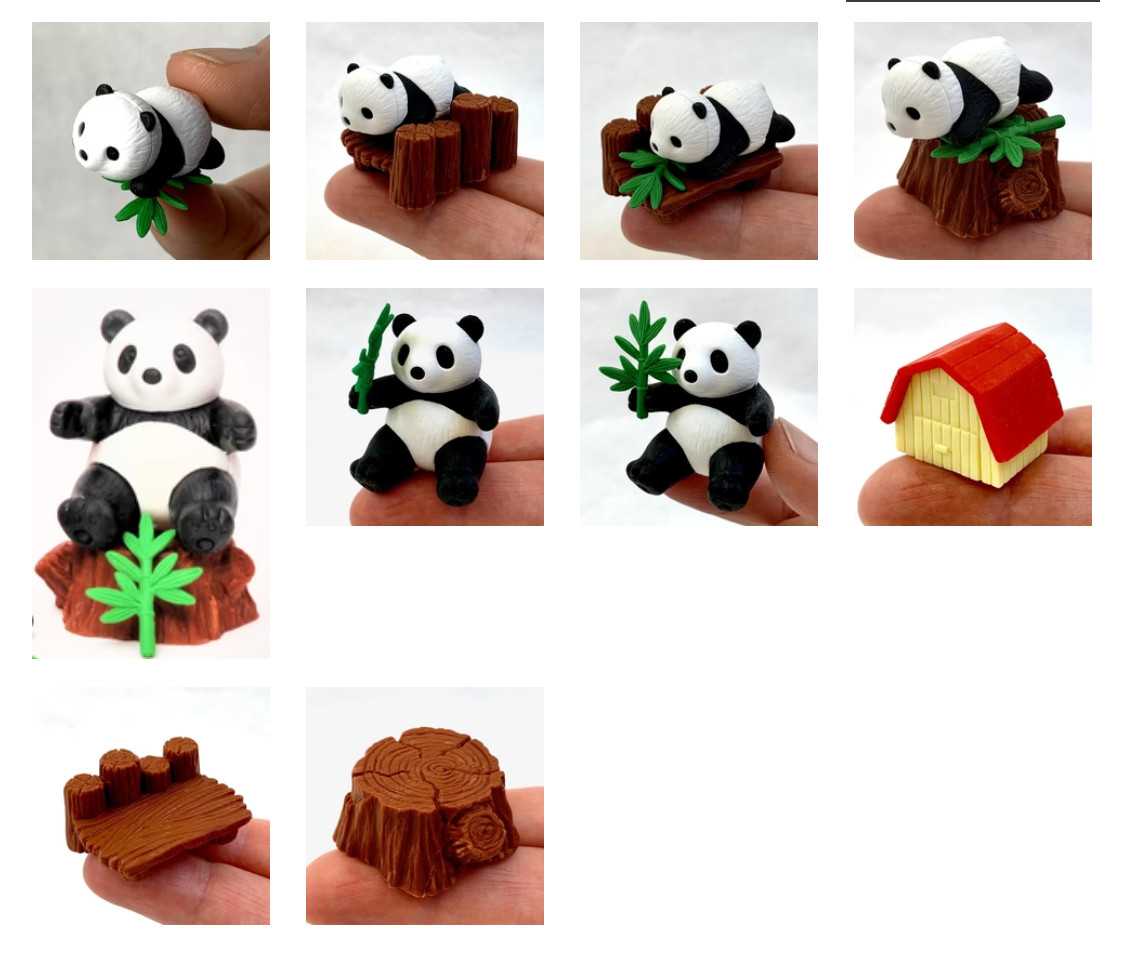 IWAKO PANDA FAMILY Japanese Puzzle Erasers Card Set FREE SHIP FROM JP