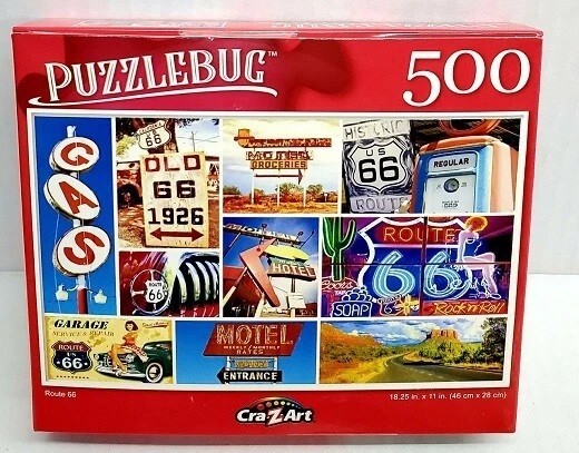 CRA-Z-ART 500PC PUZZLE JIGSAW SET VINTAGE TIN TOYS PING PONG CLOWNS ROUTE 66