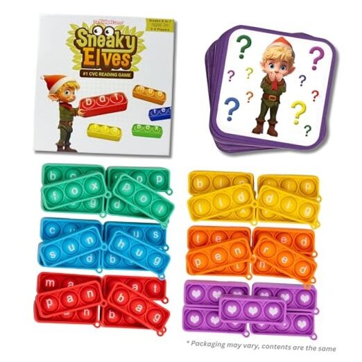 Sneaky Elves, CVC Sight Words Game, Pop Sensory Toy to Learn and Spell,