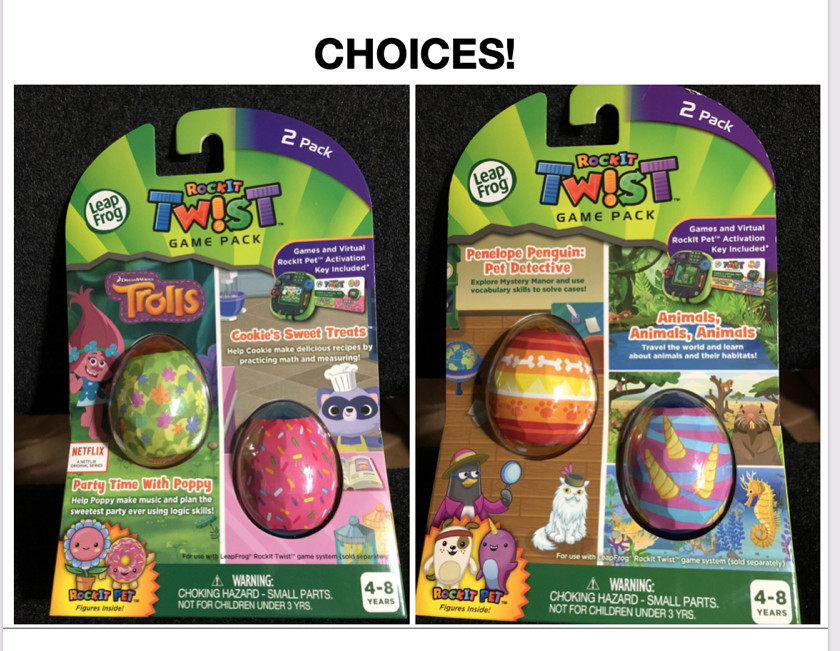 Leap Frog Rock It Twist Game Packs – CHOICE – Trolls/Cookie’s or Penguin/Animals