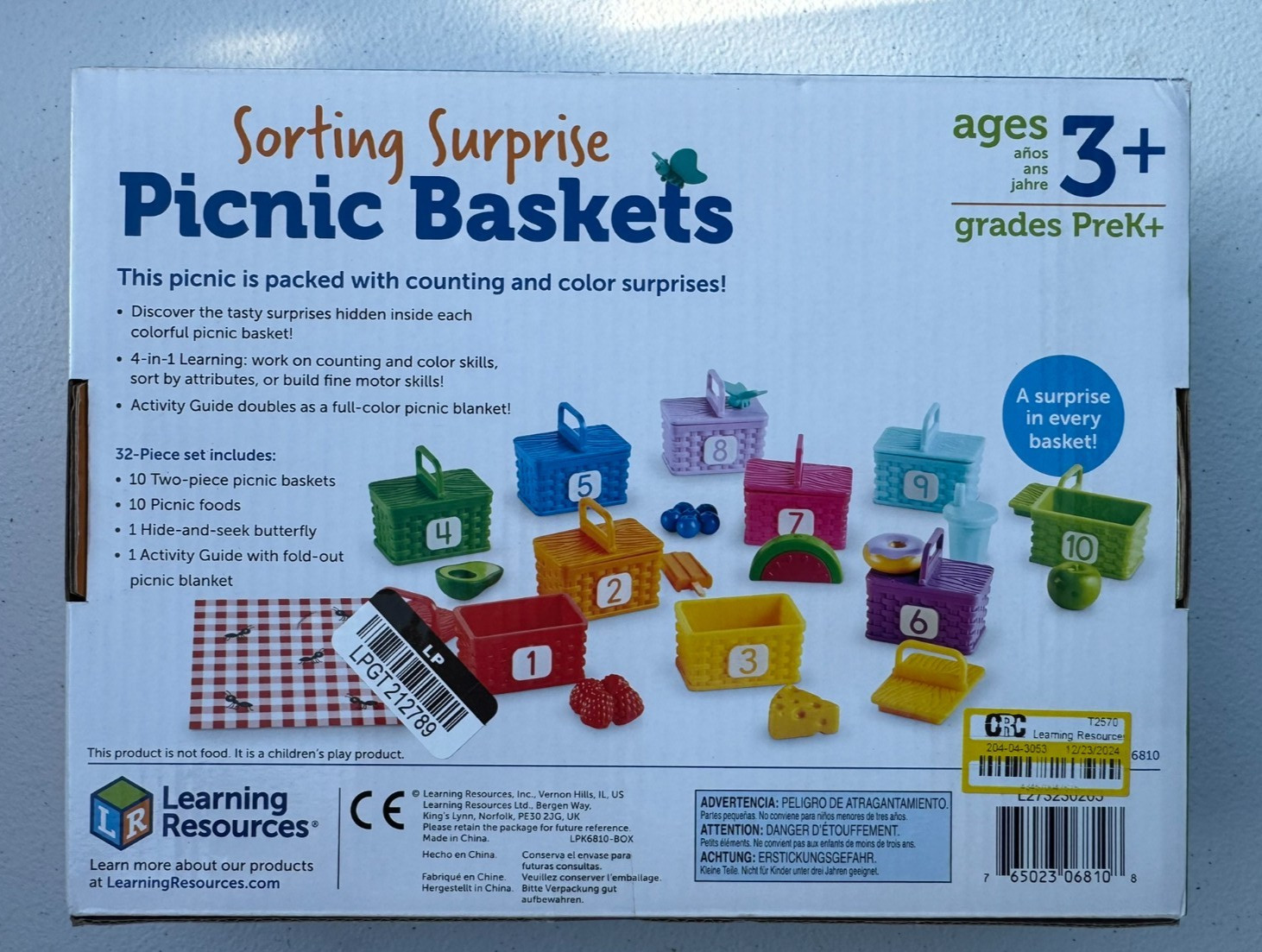 Learning Resources Sorting Picnic Baskets – Color & Shape Matching Activity Set