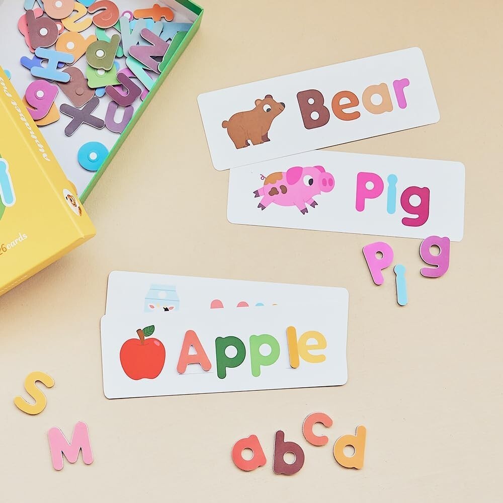 Magnetic Alphabet & Learning Cards for Toddlers,Soft Foam, Fun & Educational