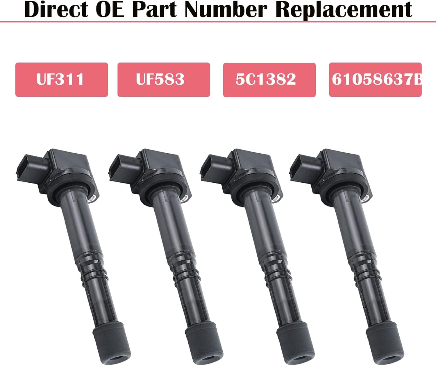 Set of 4 Ignition Coil Pack Fits for L4 2.4 2.0 2002 2003 2004 2005 2006 2007 2.