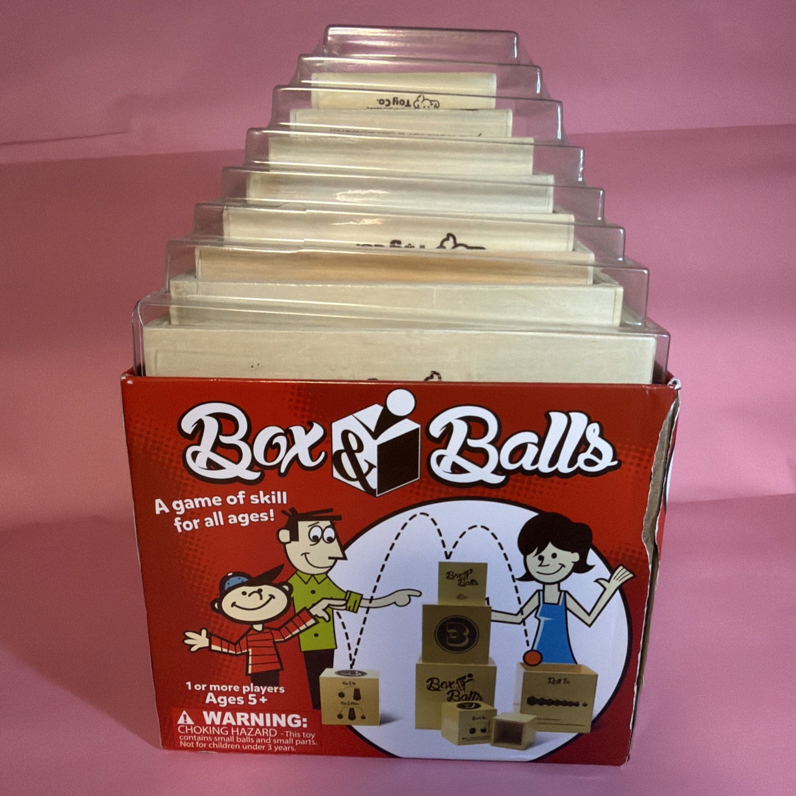 NEW! BOX & BALLS FAT BRAIN TOY COMPANY LEARN TO DO TRICK SHOTS SKILL GAME AGE 5+