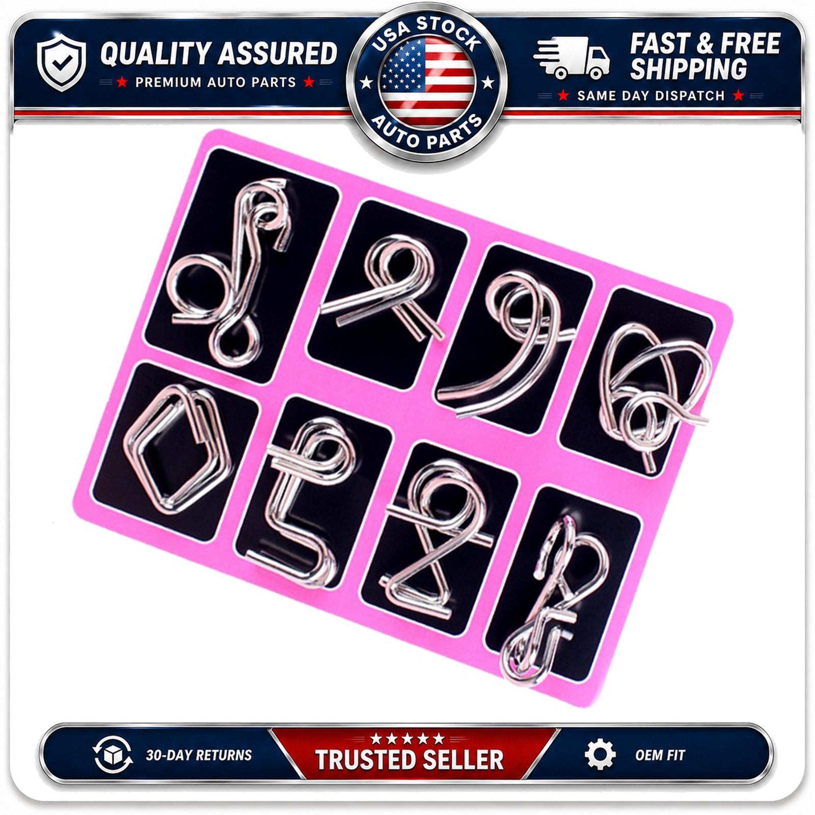 8PCS Brain Teaser Metal Wire Puzzle Set Pink Kids Adults Gift Toy