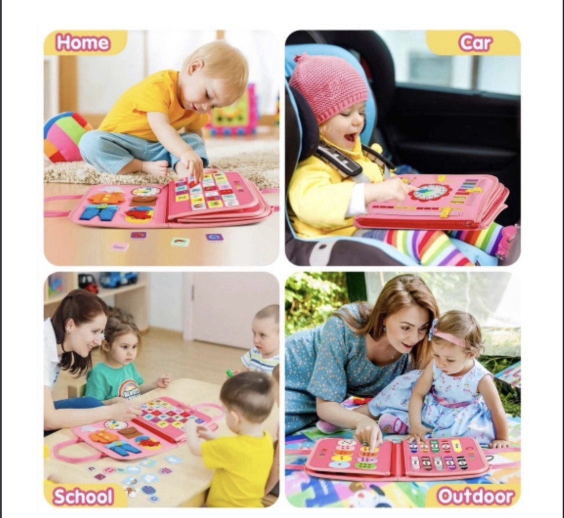 New Winblo Toddler Busy Board Sensory Montessori Toy Pink Free Shipping