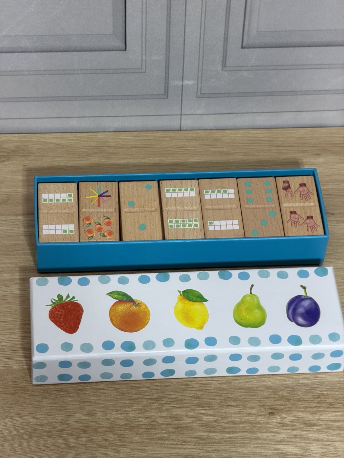 LOVEVERY Wooden Subitizing Dominoes Math Educational Game Block Toy