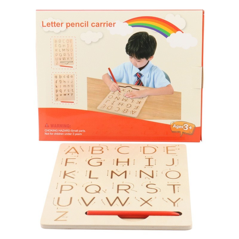 Wooden Letters Alphabet & Numbers Tracing Boards Preschool Educational Toy Set