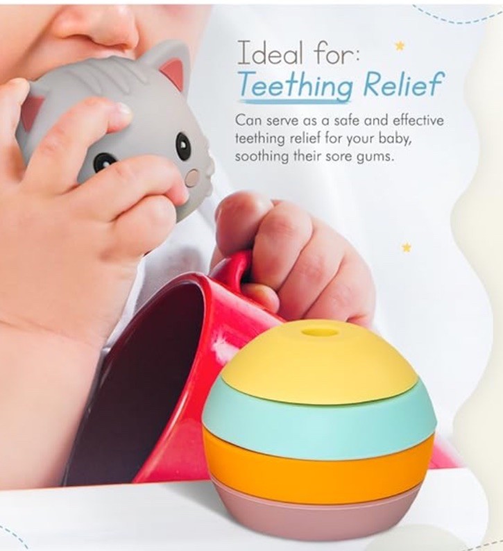 Elbebe Silicone Stackable Animal (Dog) BPA Free 6 Months-4 Years Montessori Toy