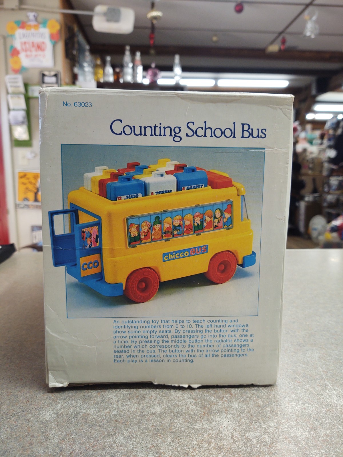 Vintage CHICCO Italy 63023 COUNTING Numbers SCHOOL BUS Complete – Original Box